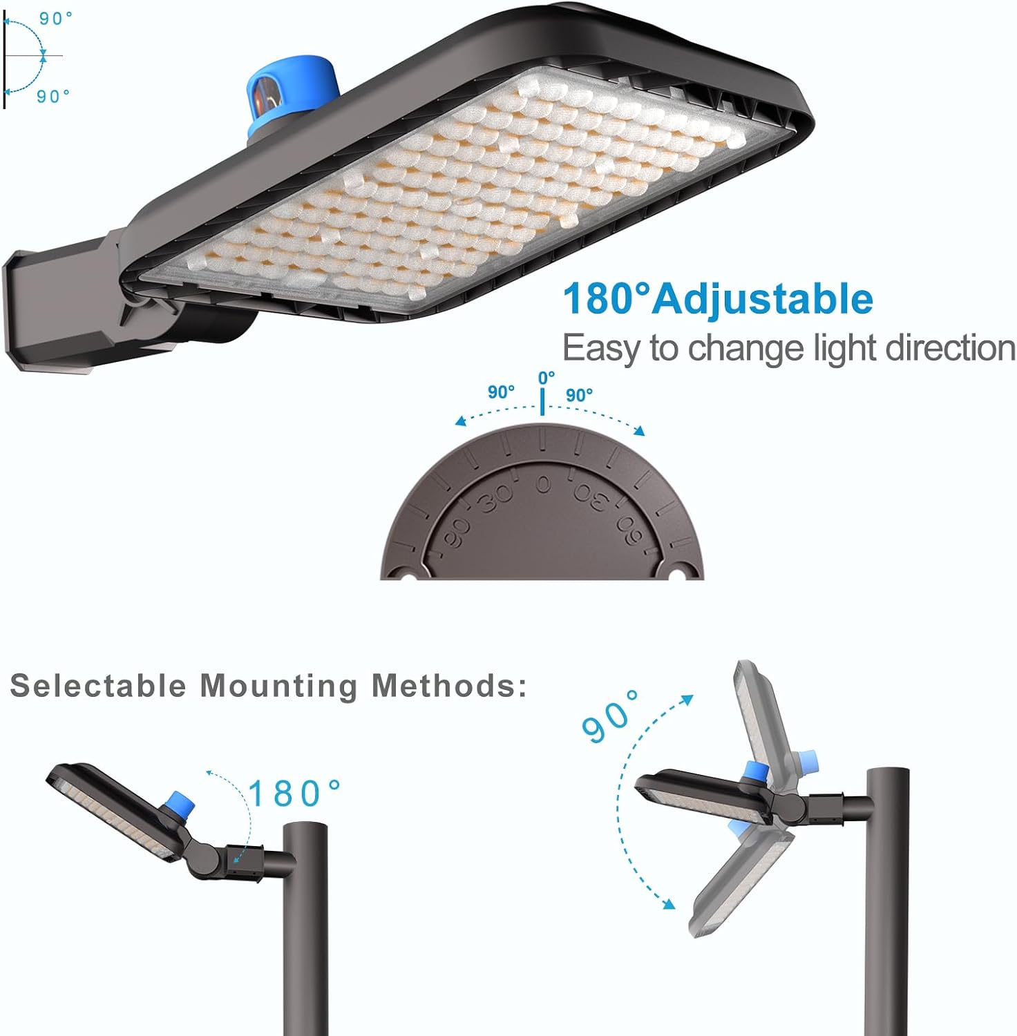 4Pack 240W LED Parking Lot Light (60000LM Eqv 1000W HID/HPS) 5000K SlipFitter Mount LED Pole Light with Dusk to Dawn Photocell IP65 Outdoor Area Lighting for Driveway/Yard/Barn/Backyard-7Yrs Warranty