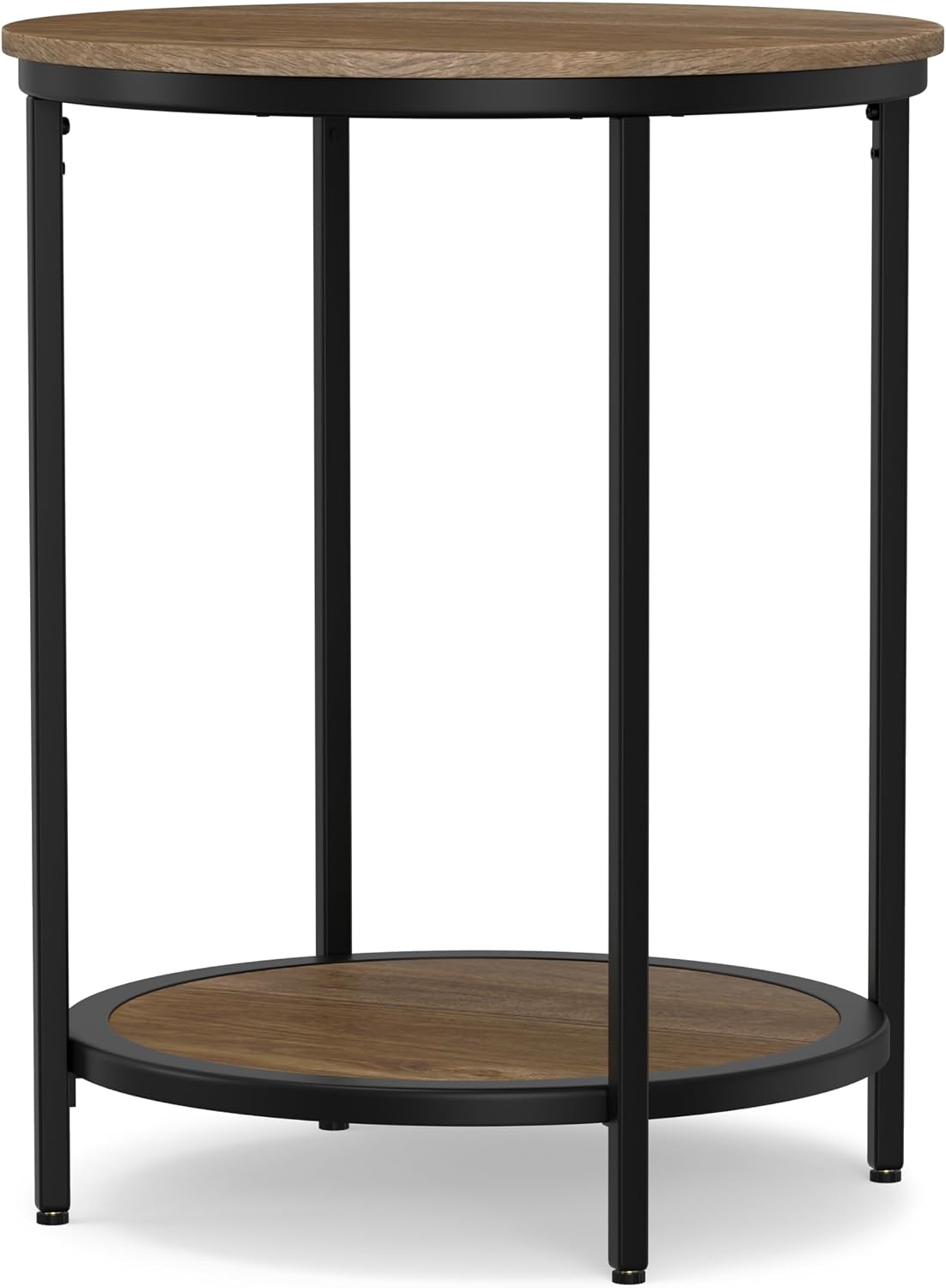 SIMPLIHOME Jenna Metal Side Table - 18 inch Wide Solid Metal Round Accent Table in Warm Grey, Industrial End Table or Small Drink Table for Living Room or Bedroom with Compact Design