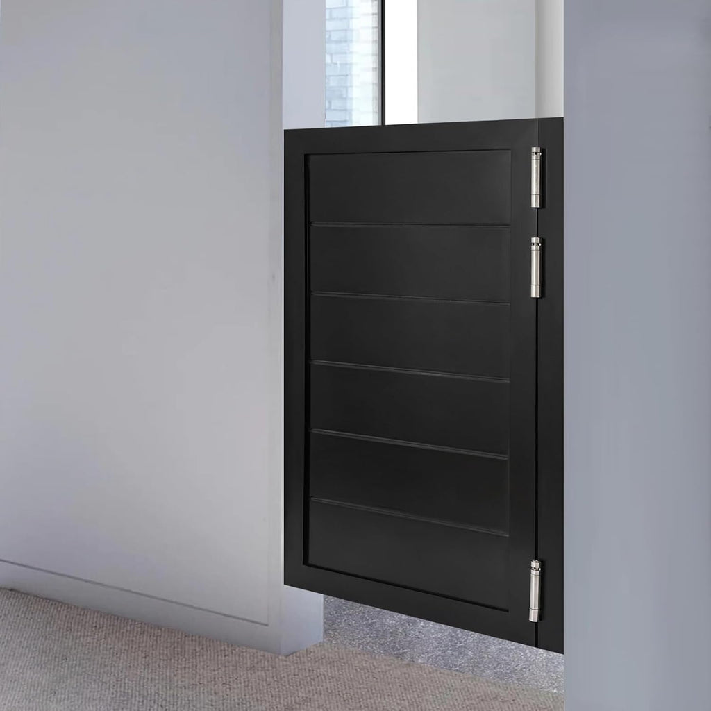Swinging Cafe Door,Pine Wood Saloon Door Includes Hinges, Single Half Doors for Kitchen Shop Entrance Partition Pub(Black,23.6x35.4in)