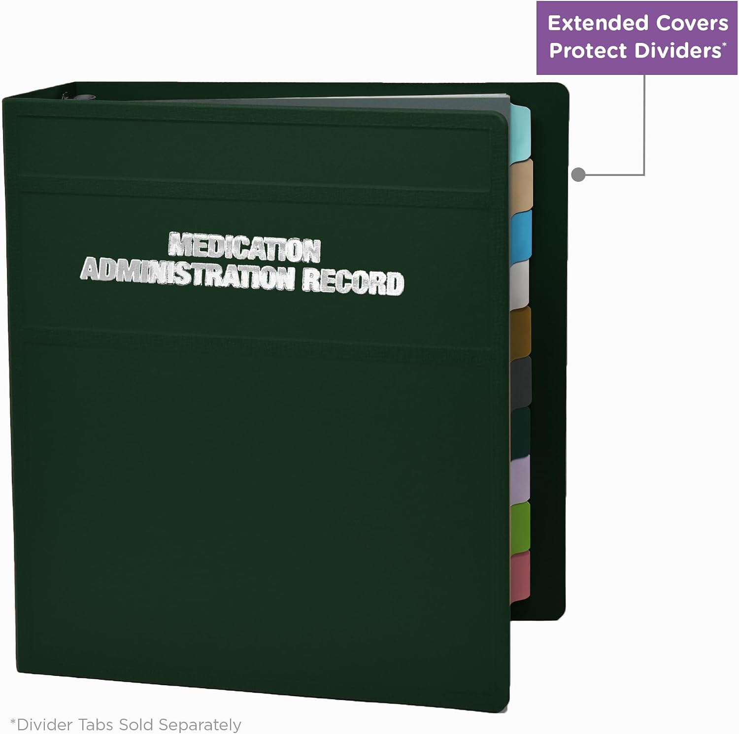 Carstens 2-Inch Heavy Duty Round Ring Binder for Medication Administration Records – Side Opening Forest Green, Case of 16, Durable Plastic, No Pockets, Holds 300 Letter Sheets Made in USA (1807-3RCS)