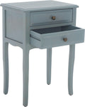 SAFAVIEH Furniture - Lori 2-Drawer End Table - Blue - Solid Wood - Farmhouse Classic Design - Ideal for Living Room, Entryway, Home Office, 18.1' W x 13' D x 26.8' H - Fully Assembled (AMH6576G)