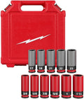11pc 49-66-7833 Impact Duty Socket Set for Milwaukee 1/2' SAE/Metric Lug Nut Wheel Socket Set - w/Case