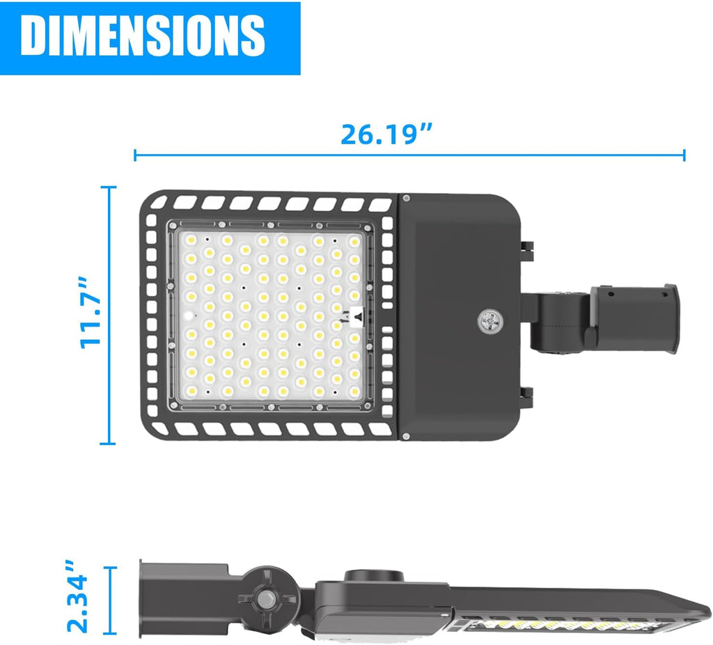 2 Pack 300W LED Parking Lot Outdoor Lights, 5000K 39000LM Outdoor Dusk to Dawn Commercial Area Pole Lighting with Slip Fitter Mount, IP65 Waterproof LED Flood Light for Yard Driveway, ETL Listed
