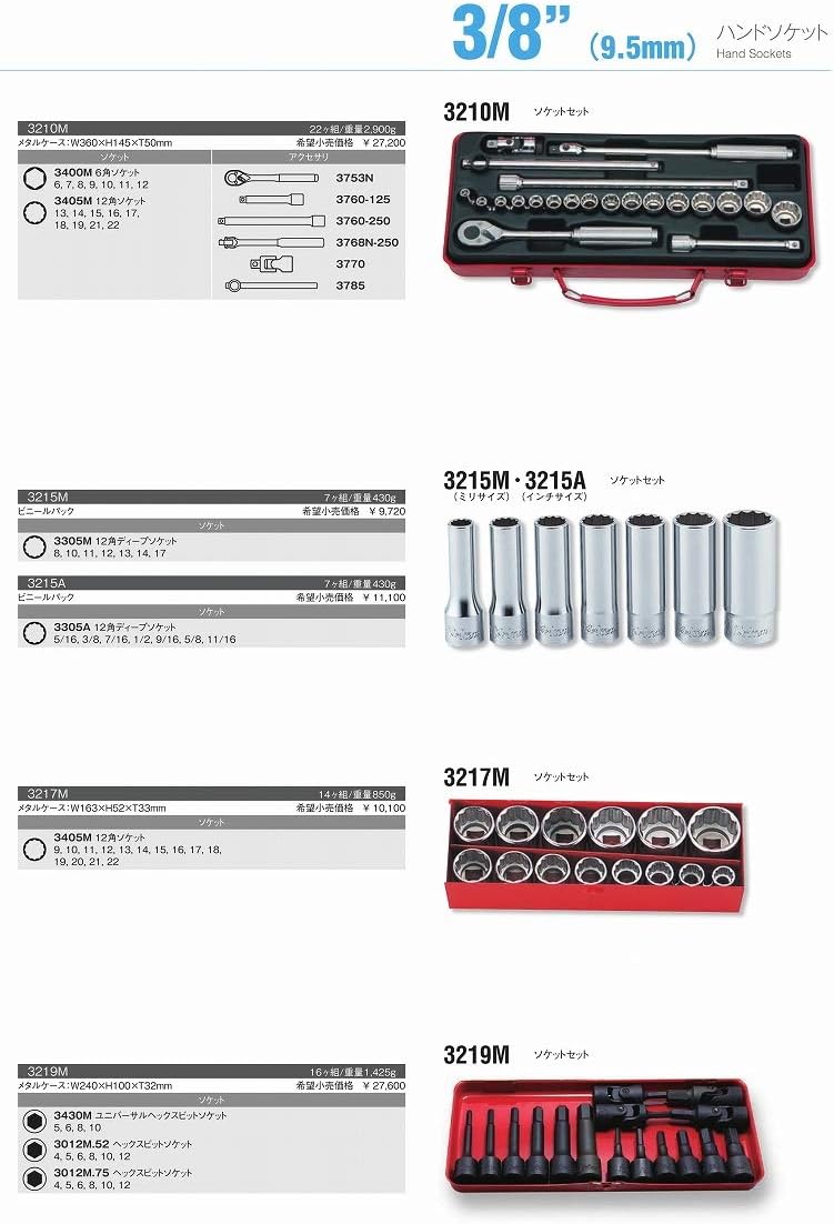 Ko-ken 3206AM 3/8 Sq. Dr. Socket set 12 point 27 pieces
