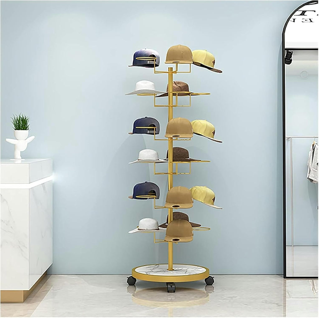Commercial Floor-Standing Hat Organizer - 6-Tier Rack for Baseball Caps, Cowboy Hats & Men's/Women's Hats - Large Capacity Display Stand for Retail & Home Use