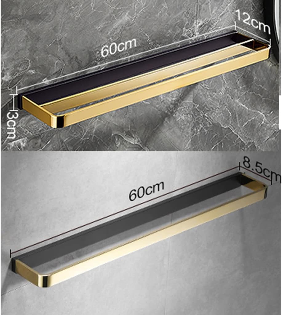 Towel Rail for Bathroom,Light All Copper Solid Hand Towel Holder,Bathroom Rail,Wall-Mounted Towel Bar/Single Rod Black Gold 60Cm,Single Rod Black Gold 60cm-a