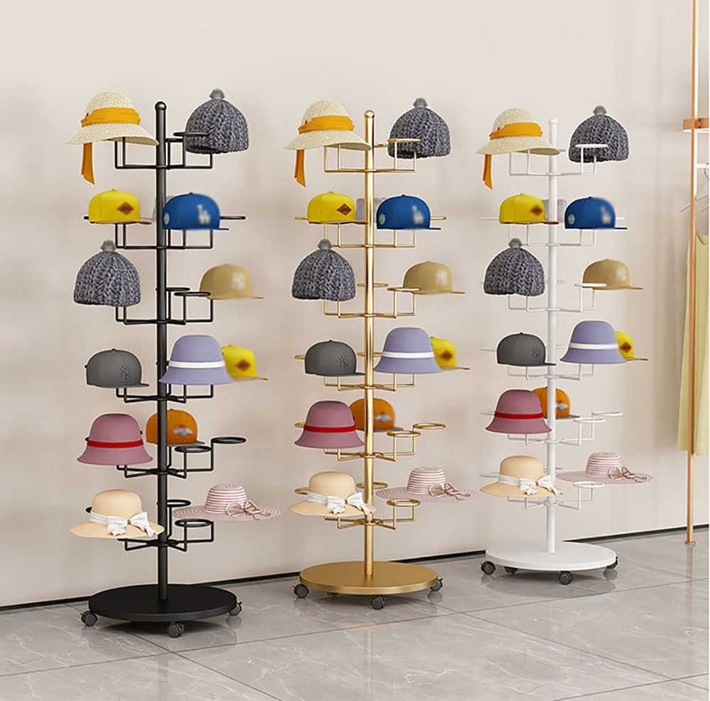 Hat Display Stand Large Capacity Hat Storage Organizers for Women, 6 Tiers Standing Hat Display Rack for Baseball Caps, Commercial and Home Use
