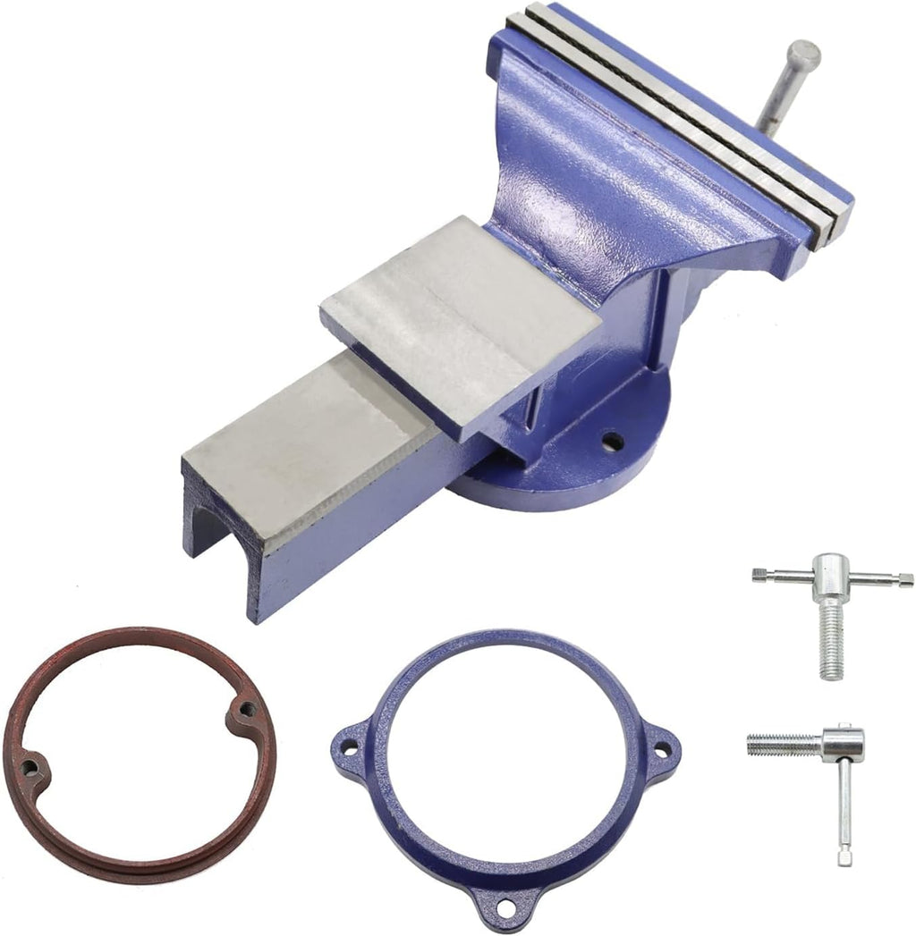 Nakkaa 10' Heavy Duty Bench Vise Cast Iron Vise with 360° Flexible Swivel Locking Base Home Work 10 Inch Swivel Bench Vice with Anvil