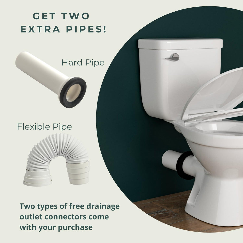 Compact 16.5' Two-Piece Rear Outlet Toilet, Extra Two Types Extension Pipes For Easy Installation, P-Trap & 7' Rough-in Back Discharge, Soft-Close Seat, Powerful Eco-Friendly Flush White