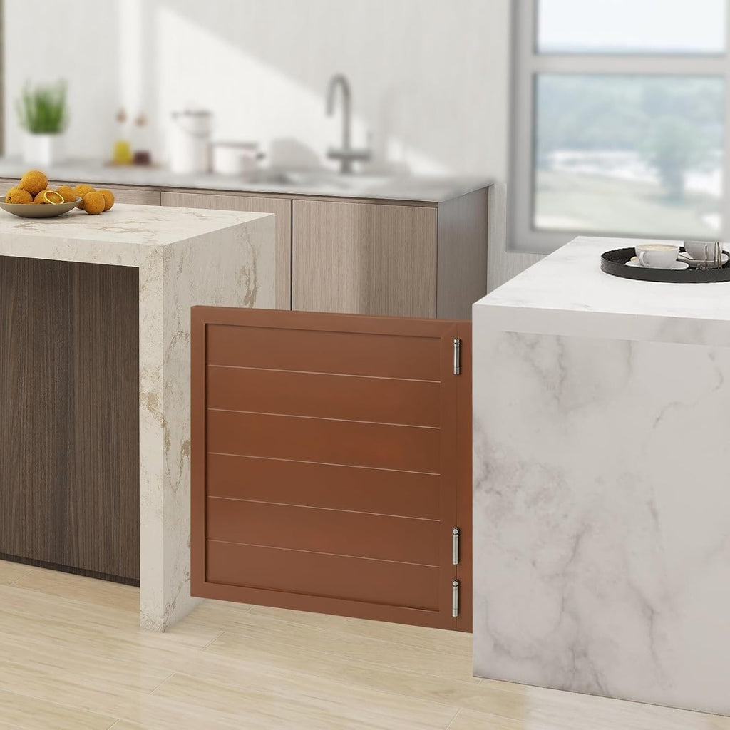 Swinging Doors Cafe Doors, Saloon Half Door, Interior Wood Swing Door for Hallway Kitchen Bar Pub Entrance Partition, Single Door with 3 Spring Hinges(Brown,35.4x35.4in)