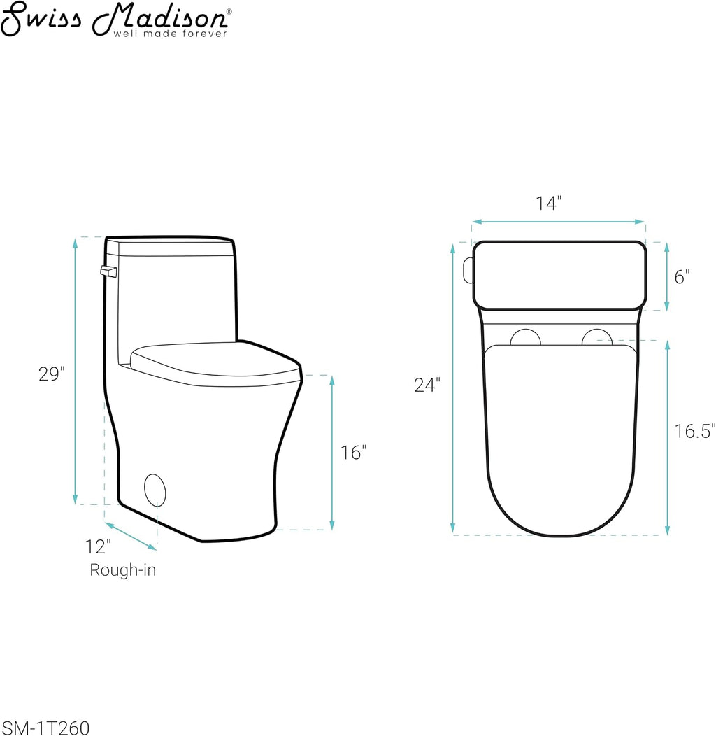 Sublime II One-Piece 12' Rough-in 1.28 GPF Left Flush Round Compact Toilet in Glossy White