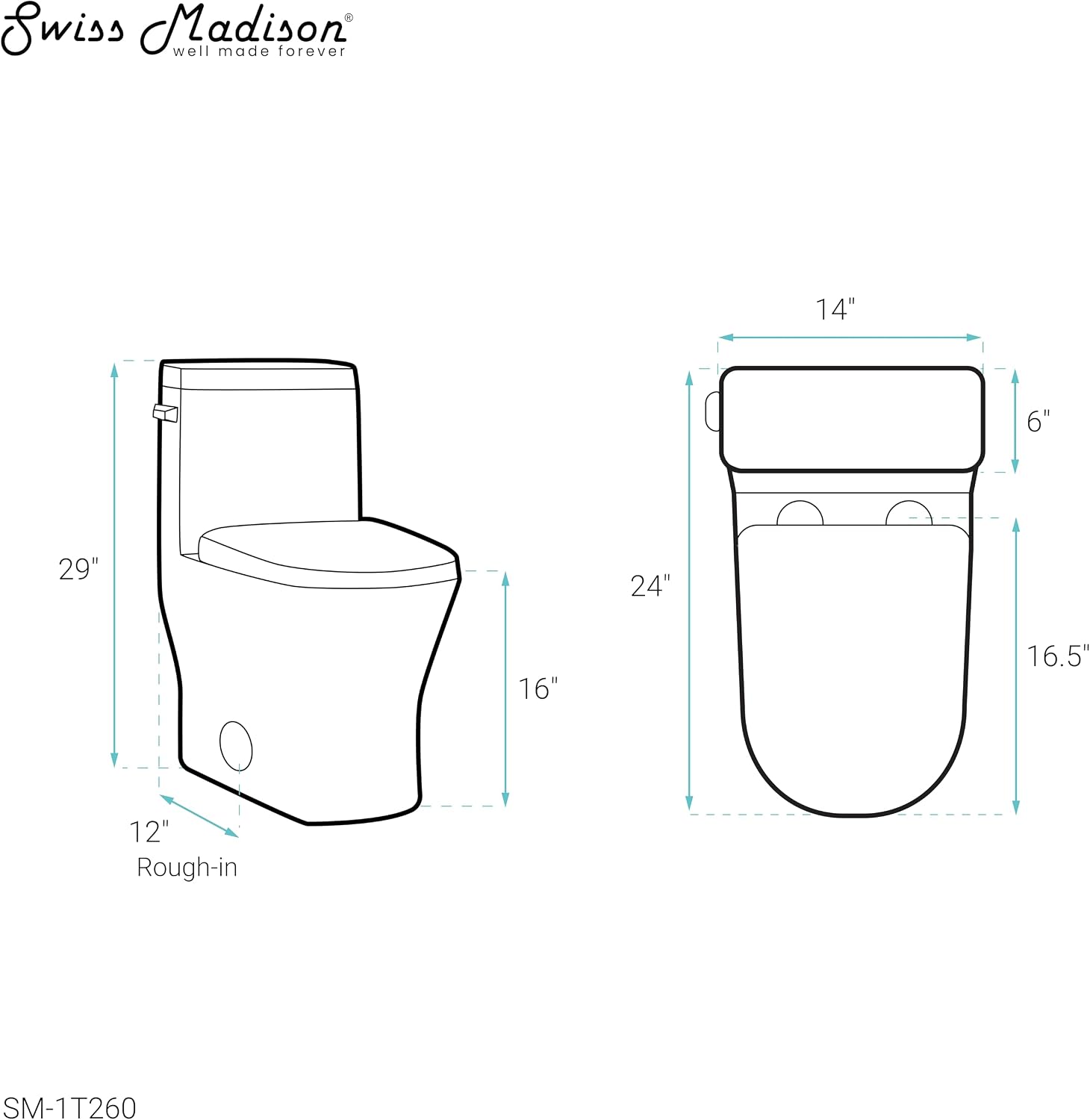 Sublime II One-Piece 12' Rough-in 1.28 GPF Left Flush Round Compact Toilet in Glossy White