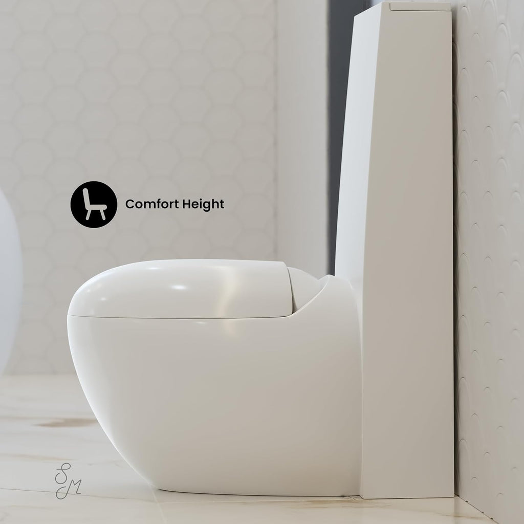 Swiss Madison Plaisir One-Piece Toilet, ADA Toilet, Elongated Egg Toilet Dual-Flush 1.1/1.6 gpf, Glossy White