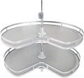 Blind Corner Cabinet Kidney Lazy Susan, Soft Close Rotary Cabinet Organizer 32inch, Corner Cabinet Lazy Susan for Blind Shelf, 2 Tiers Tray, Adjustable Height