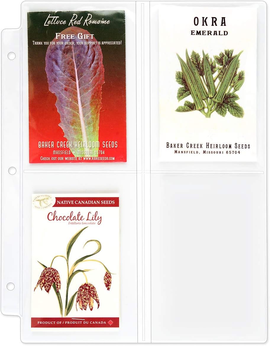 StoreSMART Seed Packet Binder Page - 4 Pockets per Page. 100-Pack. VP201-SEED-100