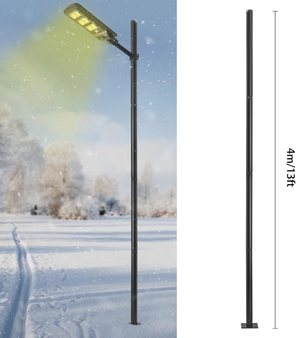 Street Light Pole, 13ft Tall Split Street Lamp Post for Outdoor Street Courtyard Parking Lot Lighting Post Fixtures with Mounting Ground Cage, Patio Lighting Pole (13FT 76mm)