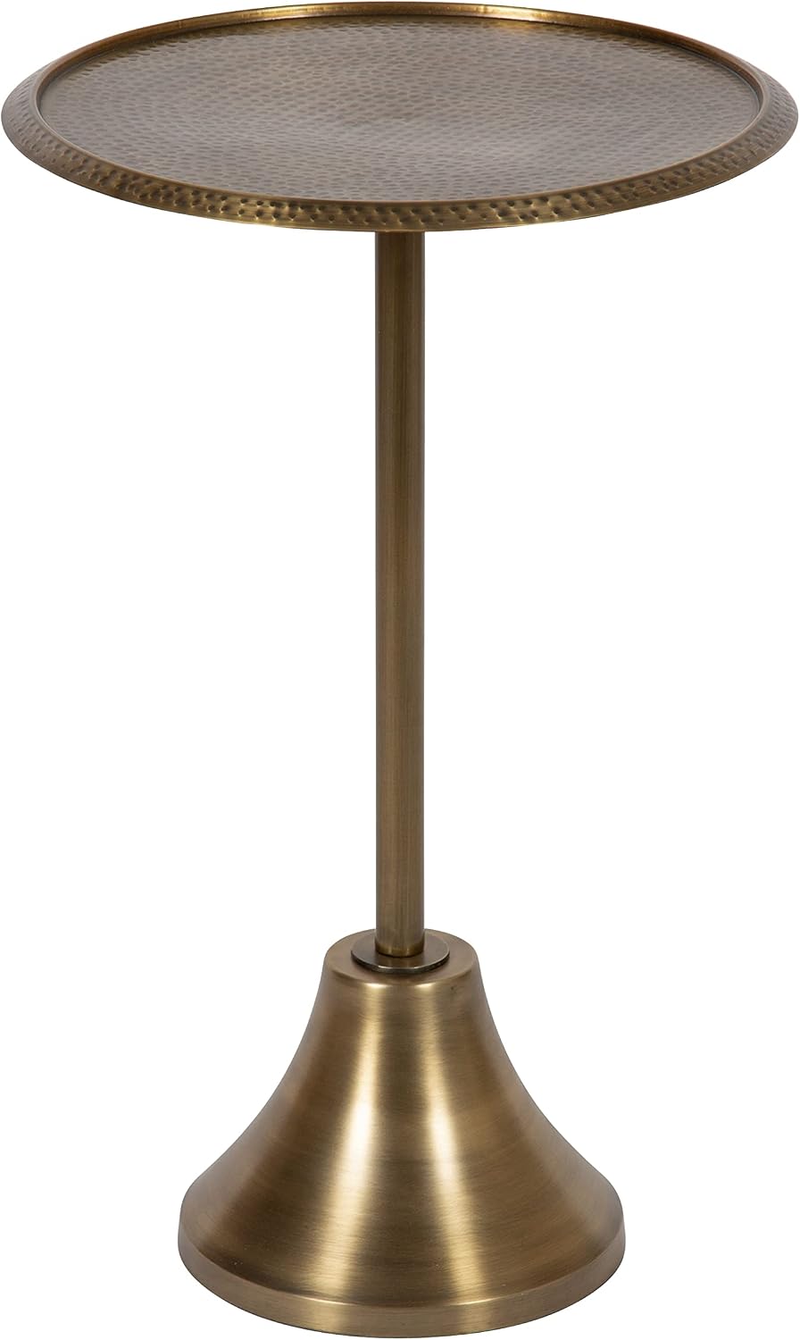 Kate and Laurel Sanzo Modern Round Pedestal Side Table; 15 x 15 x 24; Gold; Decorative End Table with Hammered Tabletop for Use as a Bedroom Nightstand or Living Room Accent