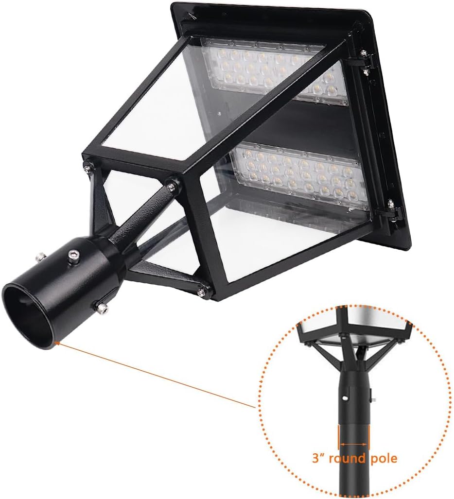 30W 50W 100W Post Top Lights with Shorting Cap 3000K 4000K 5000K Adjustable Wattage & CCT, Power Tunable Outdoor Pole Light Fixture(Clear Glass), IP65 Waterproof Commercial Street Area Lighting