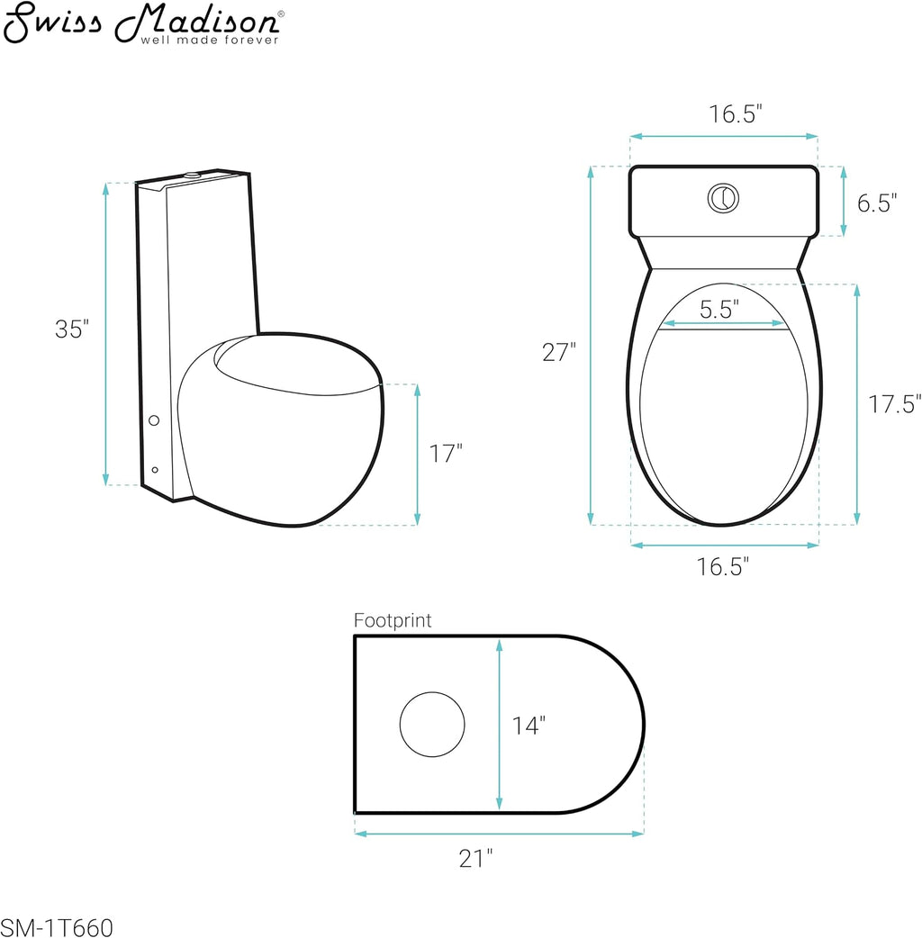 Swiss Madison Plaisir One-Piece Toilet, ADA Toilet, Elongated Egg Toilet Dual-Flush 1.1/1.6 gpf, Glossy White