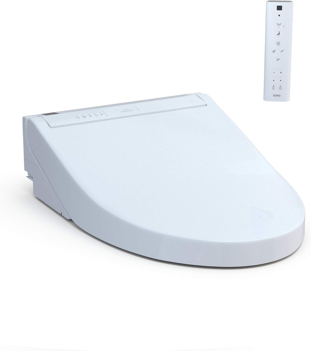 TOTO Drake Transitional Elongated 1.28 GPF Toilet Bundle with WASHLET C5 Bidet Toilet Seat Cotton White