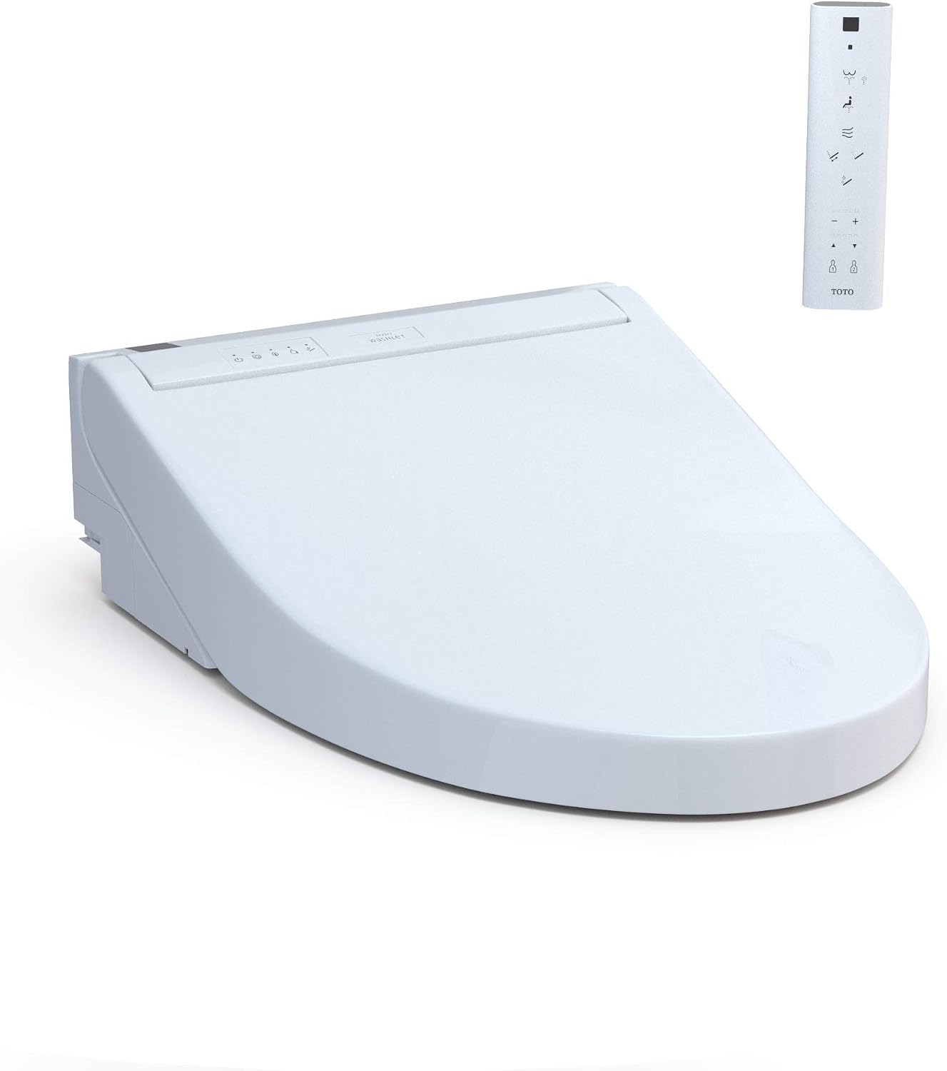 TOTO Drake Transitional Elongated 1.28 GPF Toilet Bundle with WASHLET C5 Bidet Toilet Seat Cotton White