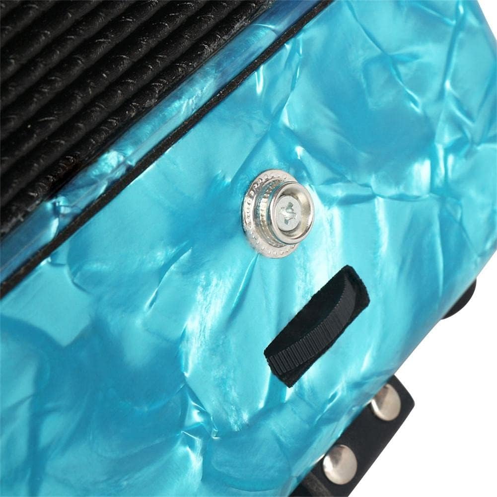 22 Buttons Accordion, 22 Keys 8 Bass Exquisite Celluloid Piano Accordion with Adjustable Straps, Professional Musical Instruments for Adults Beginners (Color : Cyan)