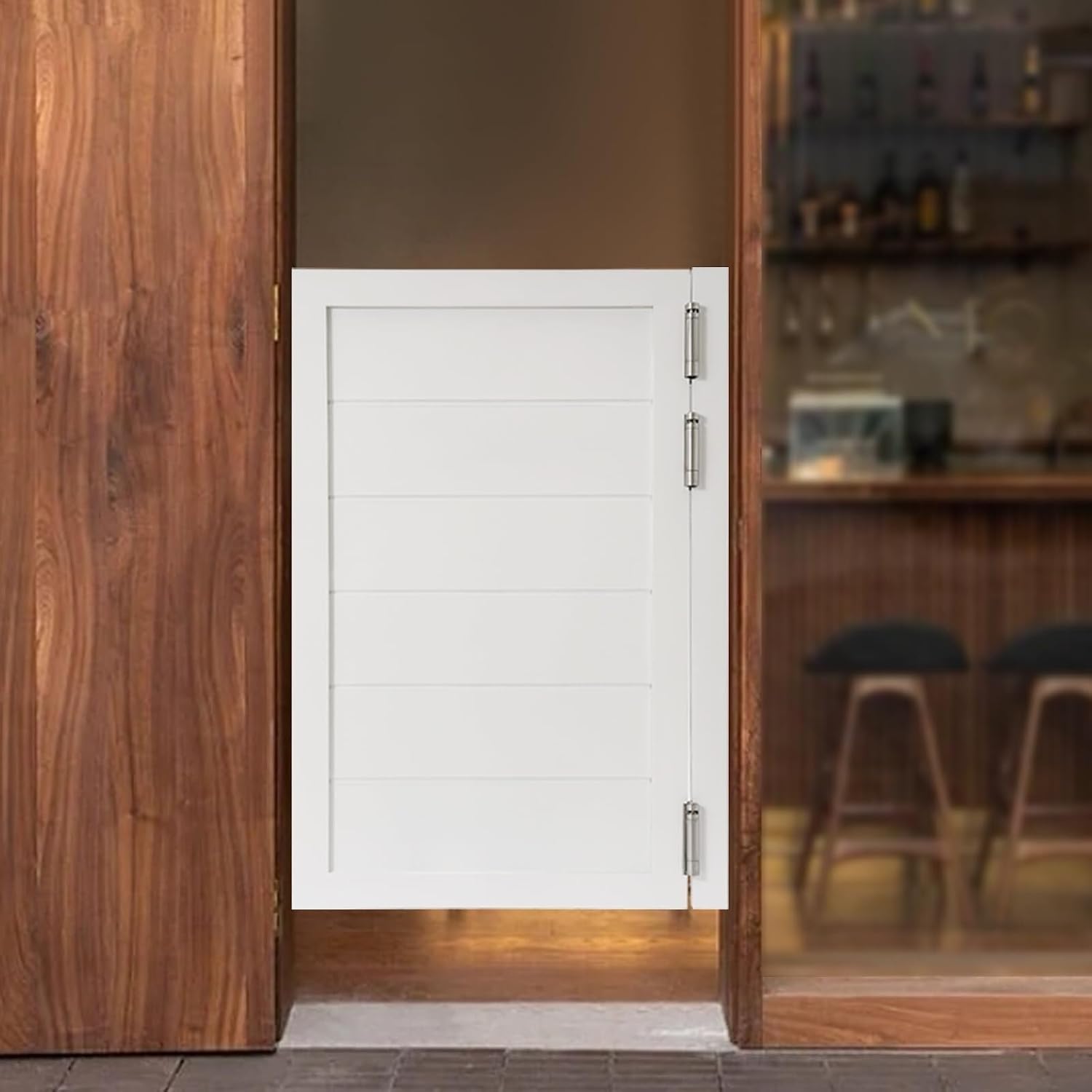 Swinging Door Cafe Doors,Solid Wood Swing Door Interior Saloon Half Partition Doors with 3 Hinges for House Kitchen Shop Entrance Pub Porch(23.6x35.4in-White)