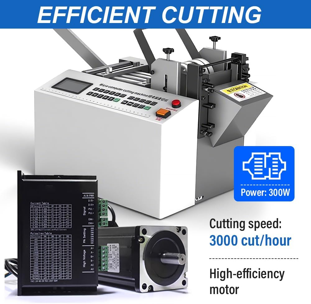 US In Stock 110V Fully Automatic Heat-Shrink Tube Micro-Computer Cutting Machine 300W Electric Tube Cable Pipe Cutter with Micro Computer Control, Cutting Accuracy 0.1Mm, Sleeve Rubber/Plastic Tube