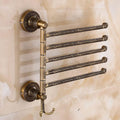 ZHOUXIAO Luxury Swing Out Towel Bar Black Gold Finish/Towel Racks for Bathroom or Kitchen, Metal Towel Bar Folding Arm Swivel Hanger Bathroom Storage Organizer Wall Mounted 5Bars