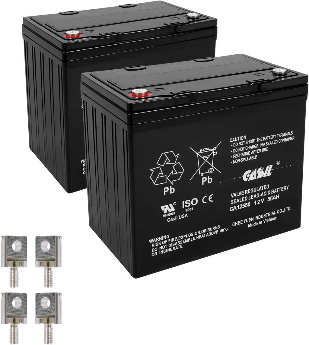 Casil 12V 55Ah SLA Battery – Group 22NF Deep Cycle – Compatible with Quantum Q6000, Jazzy 600 ES, Pride Maxima, and More – 2-Pack