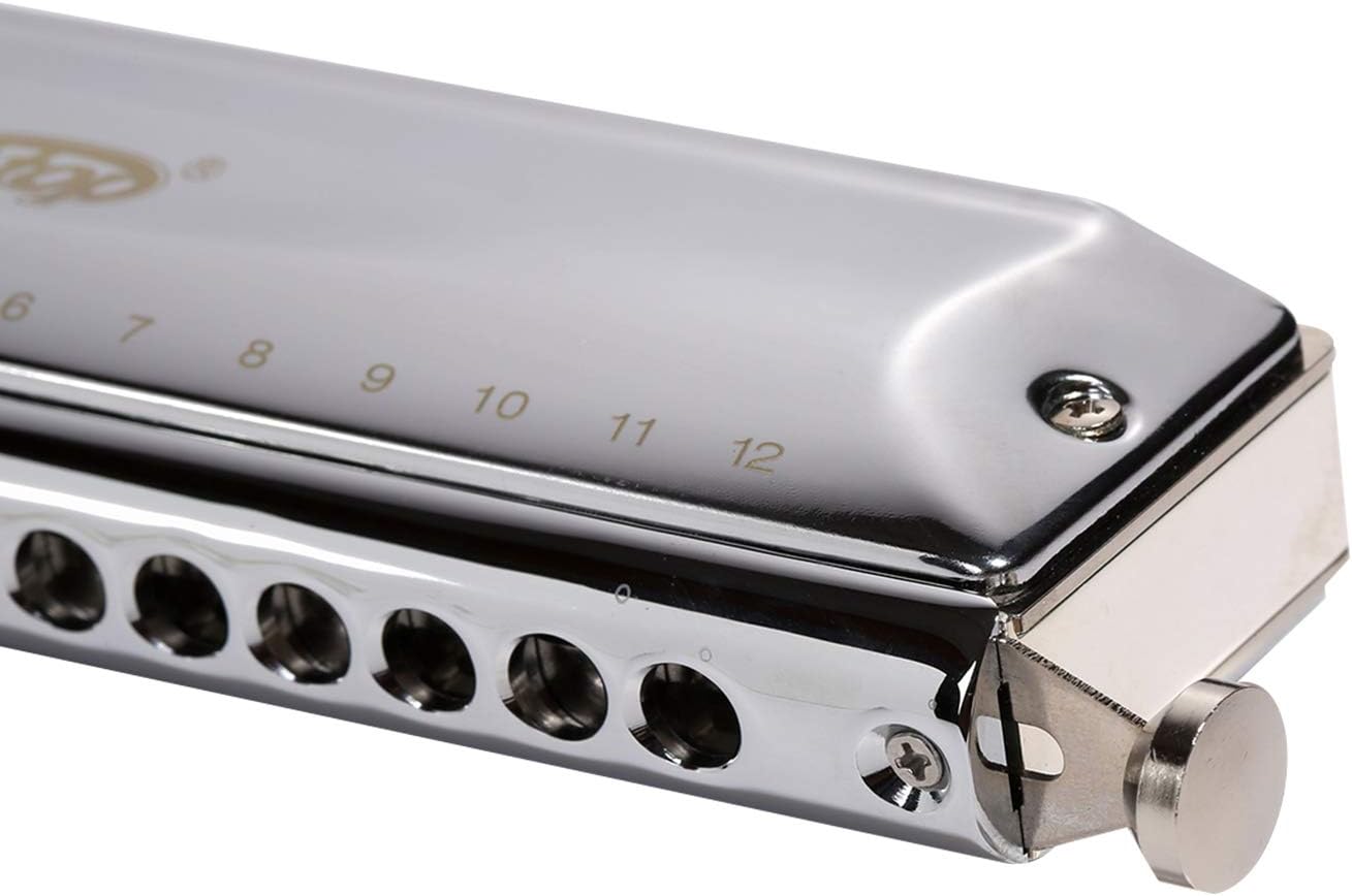 East top 16 Holes 64 Tones Chromatic Harmonica Key of C with Brass Comb, Chromatic Mouth Organ Harmonica For Adults, Professionals and Students(BRASS COMB)