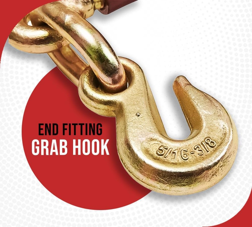 Mytee Products (4 Pack) PRO Heavy Duty Chain Binder Ratchet Style 5/16' - 3/8' w/Grab Hooks, 7,100 lbs WLL