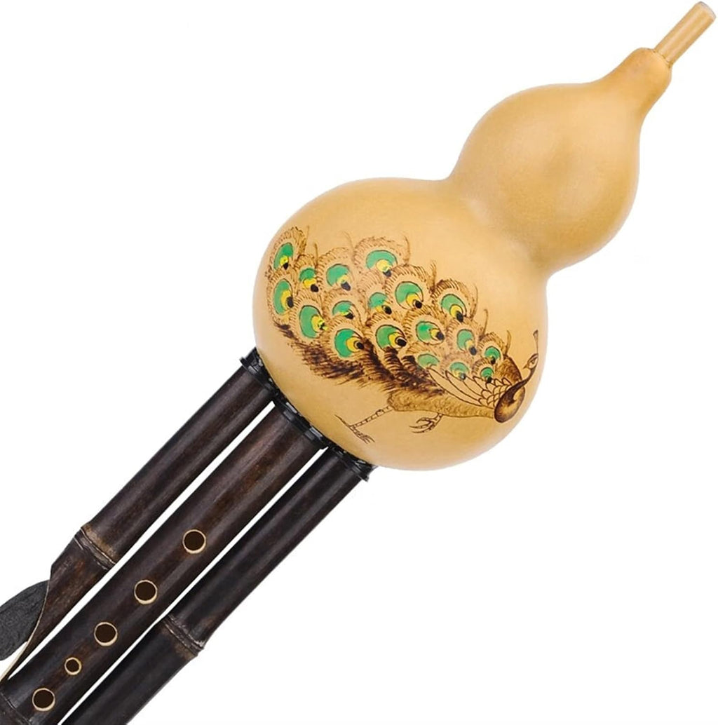 Hulusi Instrument Professional Playing Bamboo Hulusi Flute Natural Gourd Musical Instrument for Adults and Beginners Gourd Flute Piccolo(2,C Key)