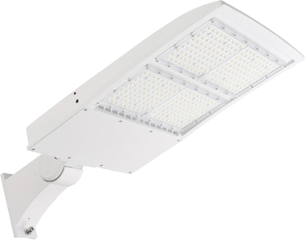 300W LED Parking Lot Lights, 42000LM(140LM/W) 5000K White LED Shoebox Street Light, Surge Protection Built-in, Dimmable Outdoor Commercial Area Lighting, IP65 Waterproof, AC100-277V, UL Listed