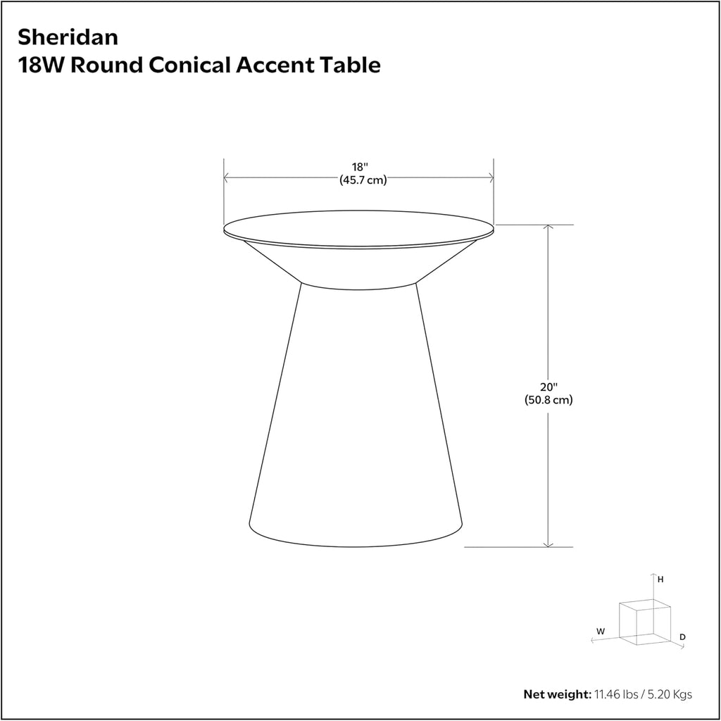 SIMPLIHOME Sheridan Metal Table - 18' Wide x 20' High Solid Metal Round Side Table in Antique Silver, Industrial Accent Table for Living Room, Bedroom, or Office with Sculptural Design, Assembled