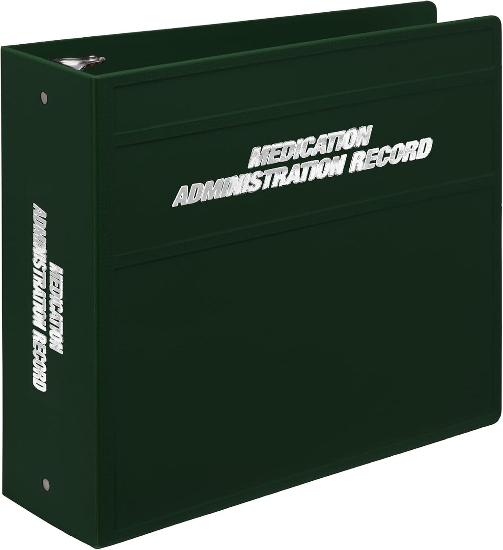 Carstens 4-Inch Heavy Duty Round Ring Binder for Medication Administration Records – Side Opening Forest Green, Case of 10, Durable Plastic No Pockets, Holds 600 Letter Sheets, Made in USA (1881-3RCS)
