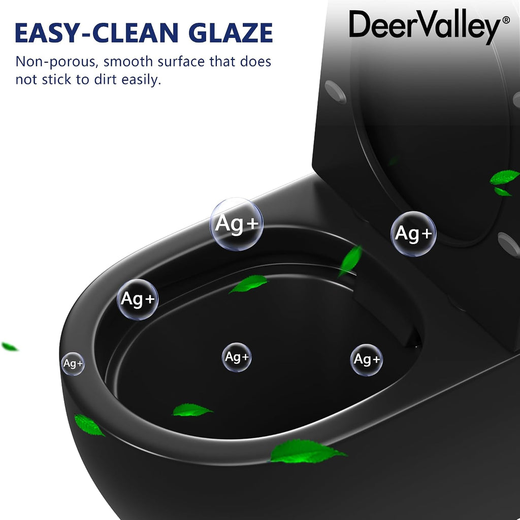 DeerValley In-Wall Toilet Combo Set and Carrier System, Wall Hung Toilet with Tank, Wall Mounted Toilet with Soft Closing Seat, 1.1GPF/1.6 GPF Dual Flush, Black (2 Packages Separately)