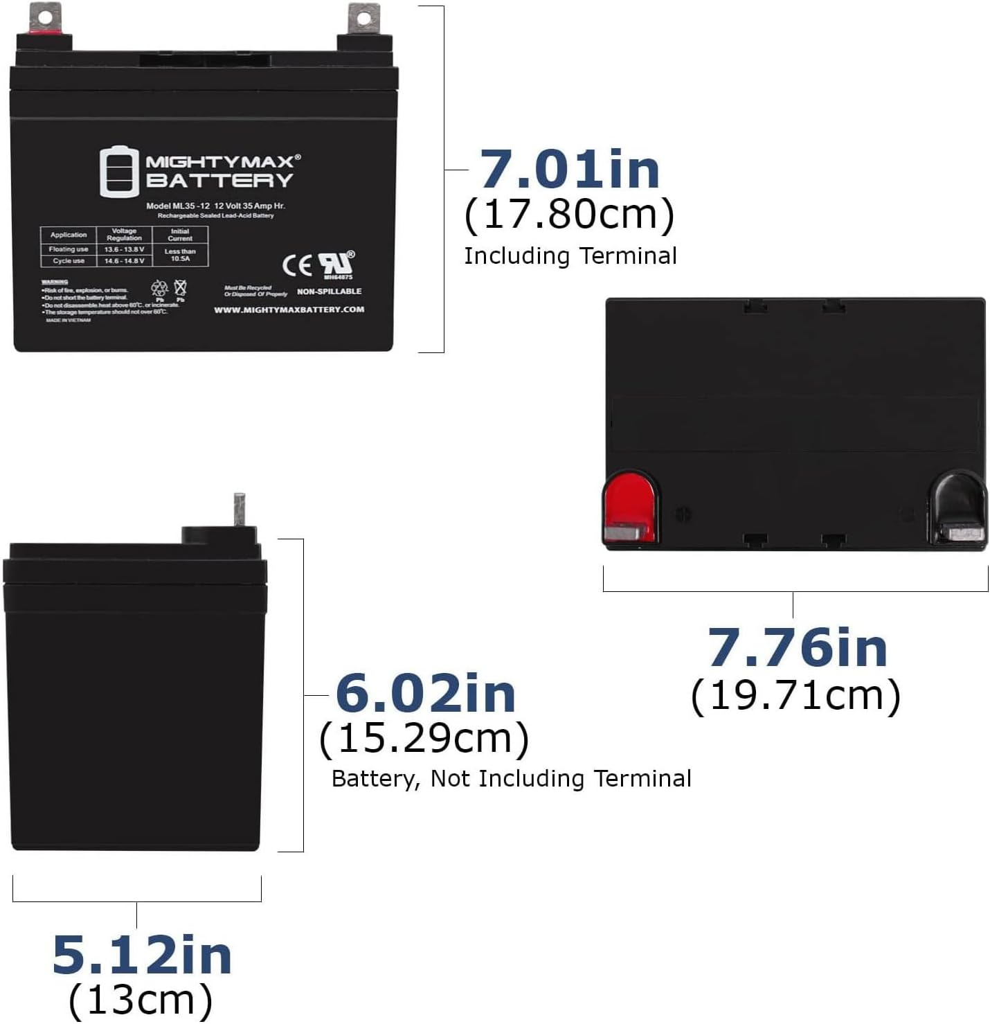 Mighty Max Battery 12V 35Ah Pride Mobility Jazzy Select 6 Replacement Battery - 2 Pack
