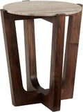 Signature Design by Ashley Tanidore Casual Marble Tabletop End Table with Cross Legs, Light Brown & Dark Brown