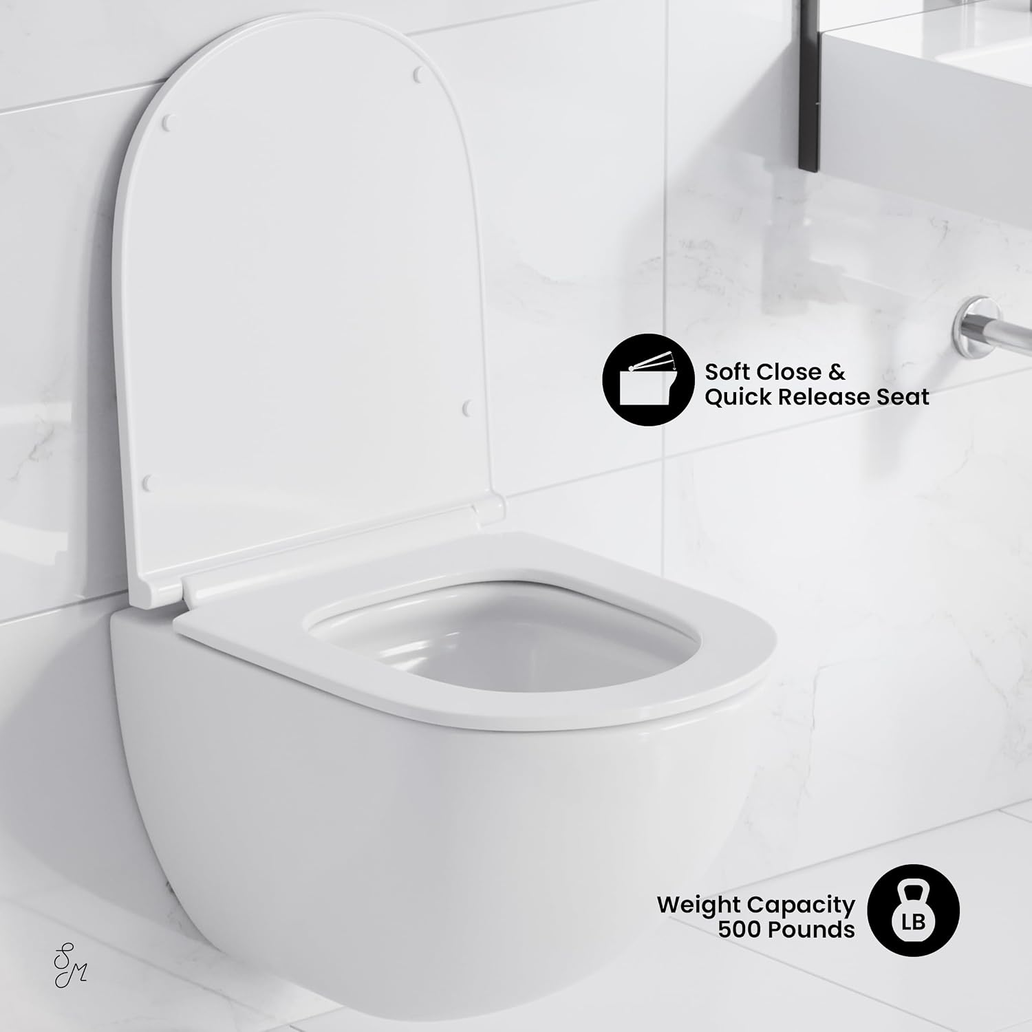 St. Tropez Wall Hung Toilet Bundle, Glossy White