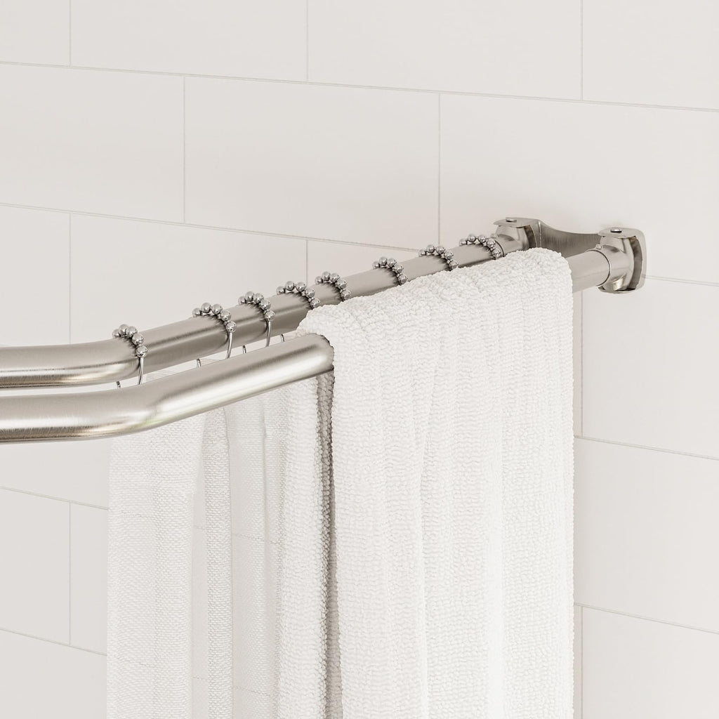 Naiture Dual Diamond Rods Double Neo Angle Shower Curtain Rod, Stainless Steel 18-1/2' X 26' X 18-1/2', Brushed Nickel Finish