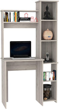 Tuhome Versalles Writing Desk with Two Superior Shelves, Five Side Open Storage Compartments, Space-Saving Modern Workstation Design for Studios and Offices, Ideal for Organization