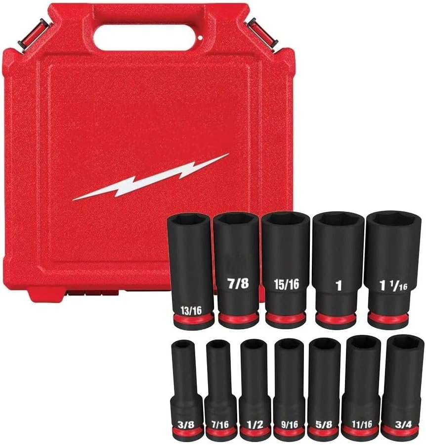 12PC 49-66-7011 Drive Socket Sets for Milwaukee 1/2' Drive 6 Point Impact Socket Set Length 10.8 in Height 11 in Width 2.7 in