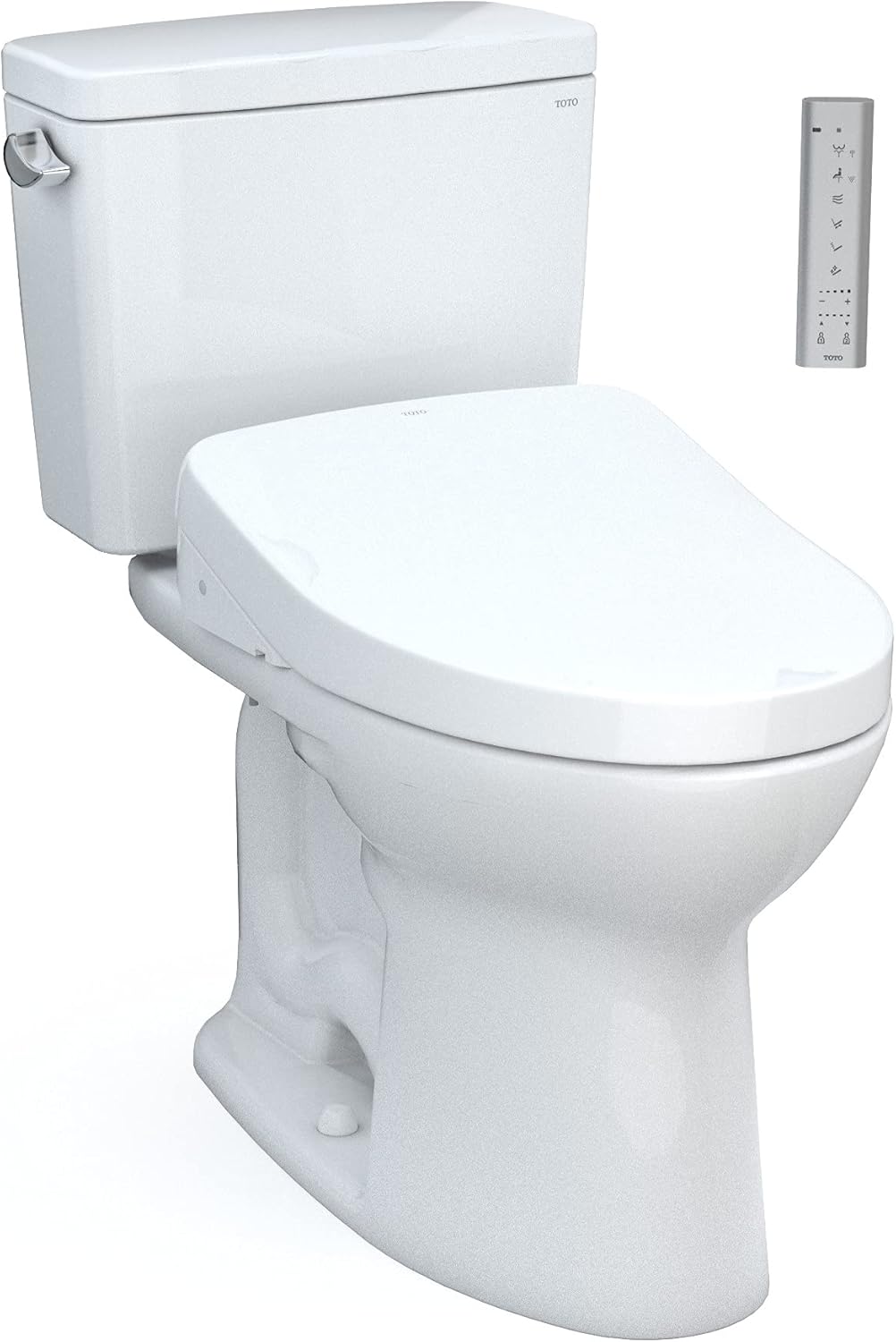 TOTO Drake WASHLET+ Two-Piece Elongated 1.6 GPF Universal Height TORNADO FLUSH Toilet with S500e Bidet Seat, Cotton White - MW7763046CSFG#01