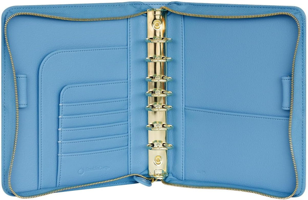 FranklinCovey - Thalia Ring-Bound Binder for FranklinCovey Planners | Simulated Leather - Zipper Binder (Classic, Blue Lagoon)