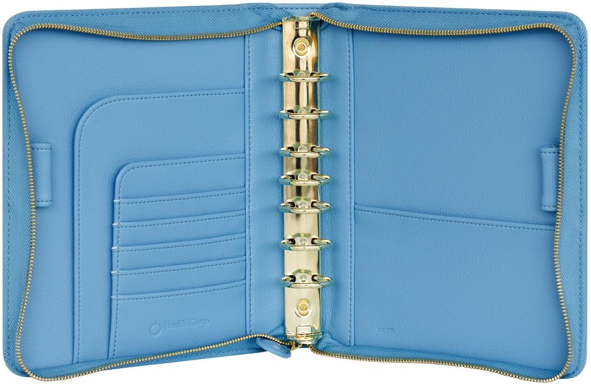 FranklinCovey - Thalia Ring-Bound Binder for FranklinCovey Planners | Simulated Leather - Zipper Binder (Classic, Blue Lagoon)