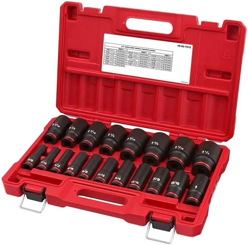 19PC 49-66-7012 for Milwaukee 1/2' Impact Duty Drive Hex Socket Set
