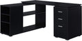 BELLEZE L Shaped Computer Desk, 60' Study Writing Table Home Office Desk Morden Corner Workstation Setup with Adjustable Storage Shelves and 3 Drawers, Black