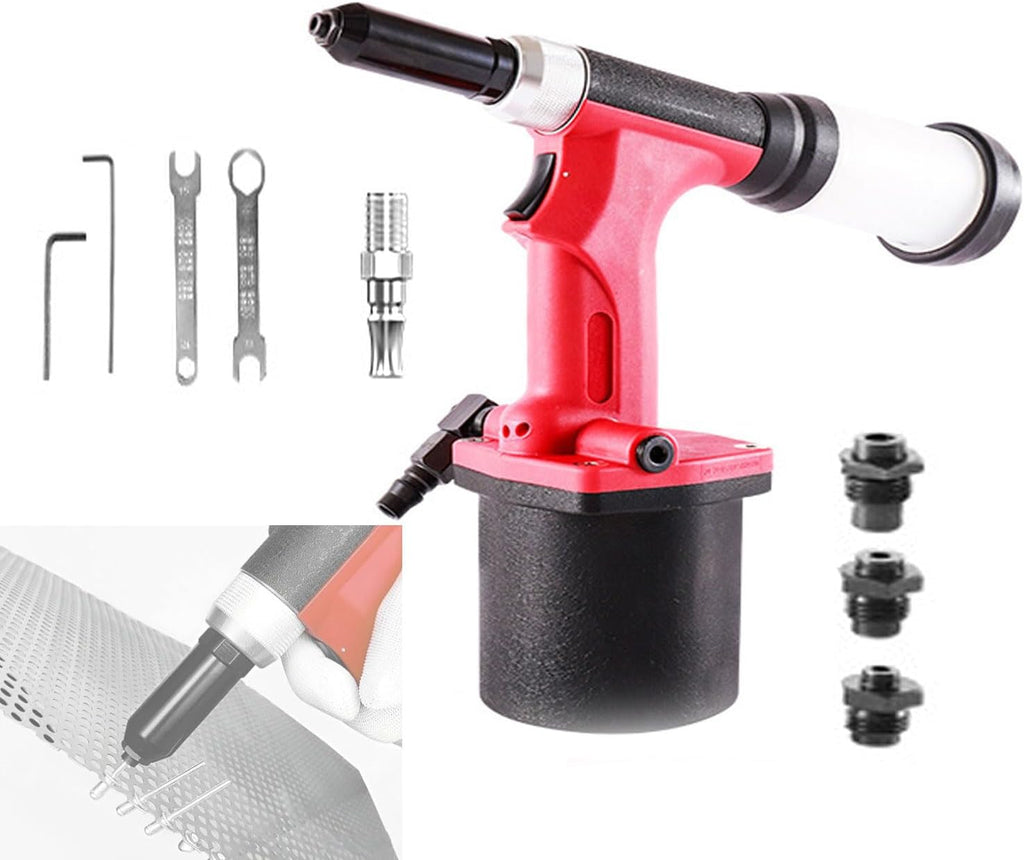 JOSBY Pneumatic Pop Rivet Gun Kit, Heavy Duty Air Hydraulic Rivet Gun, 20MM Working Stroke& 2800KGS Pulling Force, Professional Riveting Machine, Hand Tool Set, for Mechanical Industry