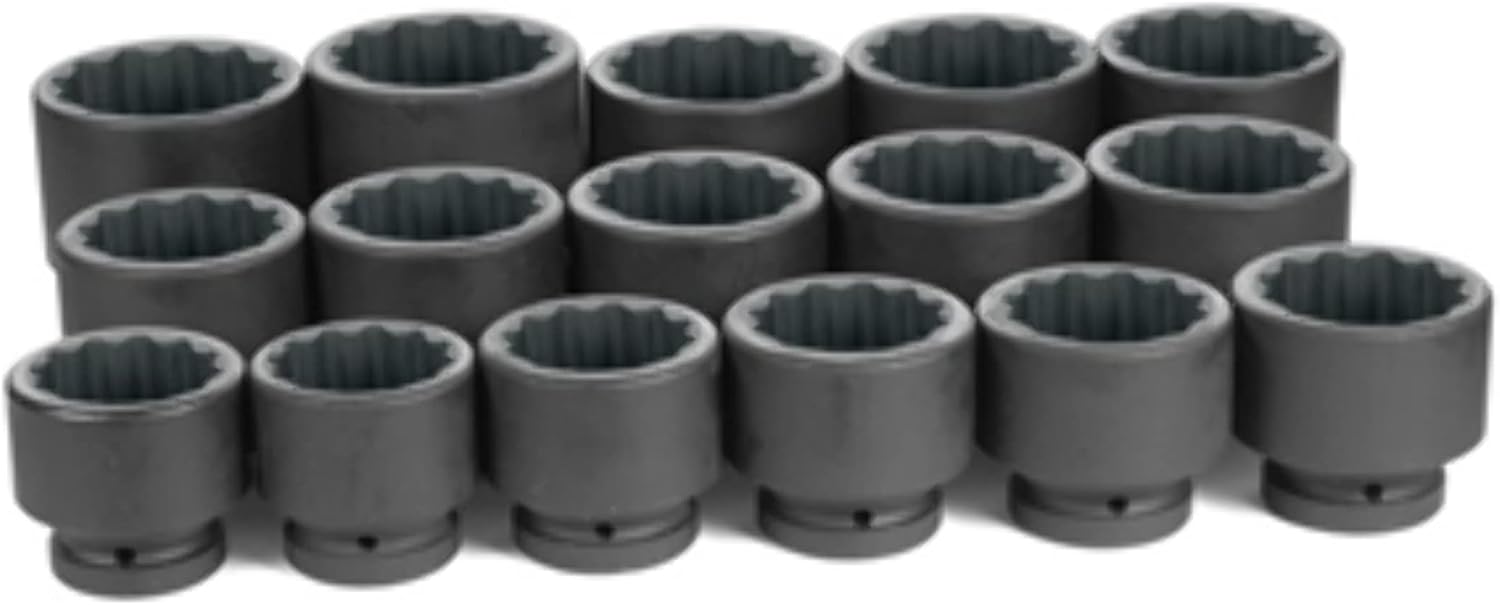 Grey Pneumatic GRE9116 1' Drive 12 Point Fractional Impact Socket Set, 16 Piece (16 Piece 1' Drive 12 Point Fractional Impact Socket Set)